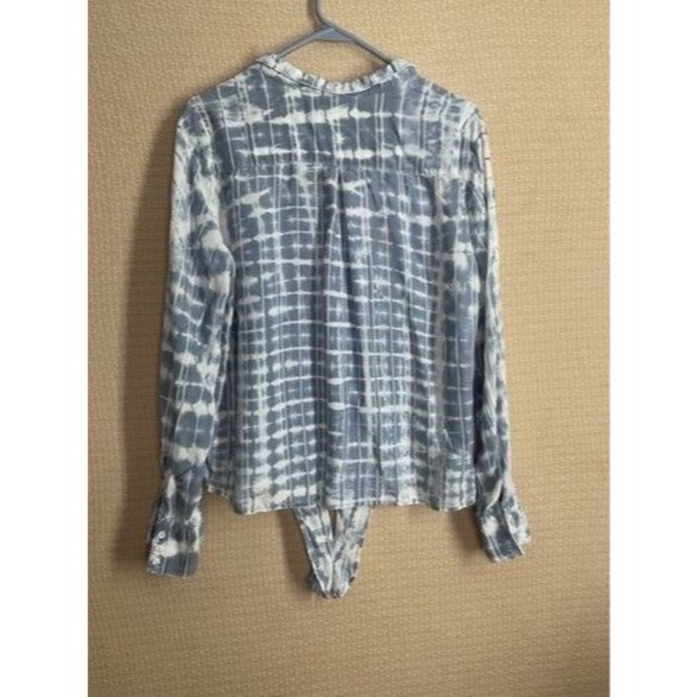 Anthropologie Cloth & Stone Tie Dye Knot Front Button Blouse‎ Shirt Women Size L - Picture 9 of 10